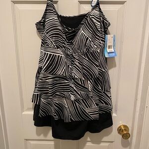 Longitude Black and White Striped Women's one piece